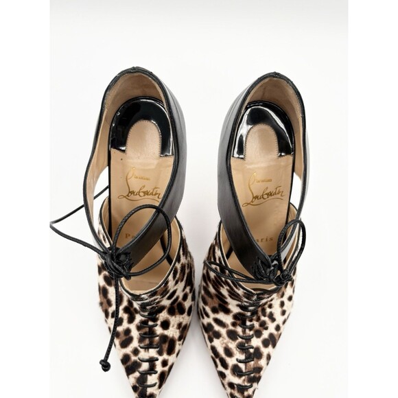 Christian Louboutin Leopard Print Calf Hair Corsita Booties 100mm Sz EU 36.5 - Picture 8 of 14